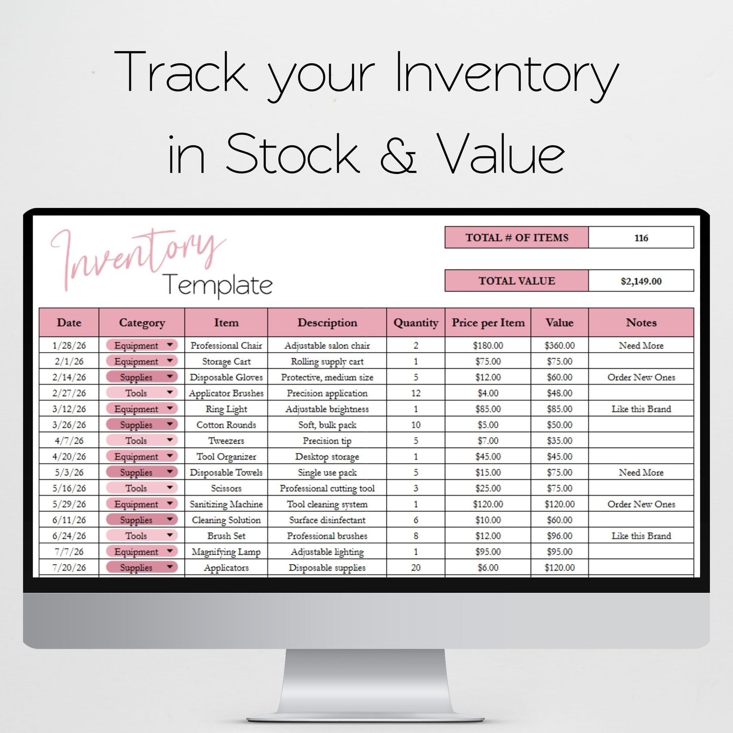 Beauty Business Planner Spreadsheet Google Sheets & Excel | Salon Management Template for Client Tracking, Appointments, Income & Expenses
