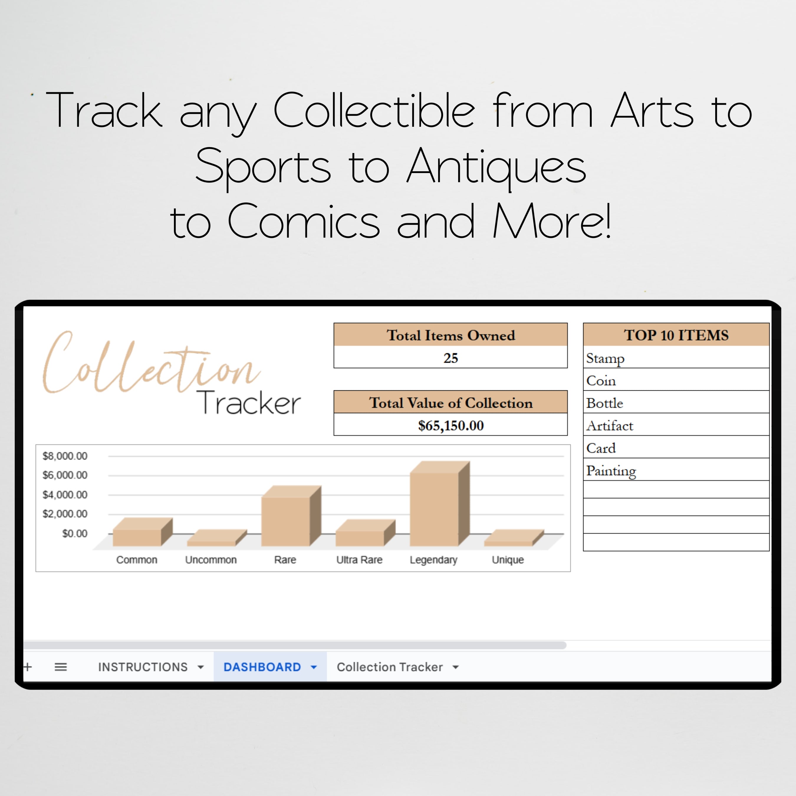 Collection Tracker Excel Spreadsheet and Google Sheets Template – Savvy ...