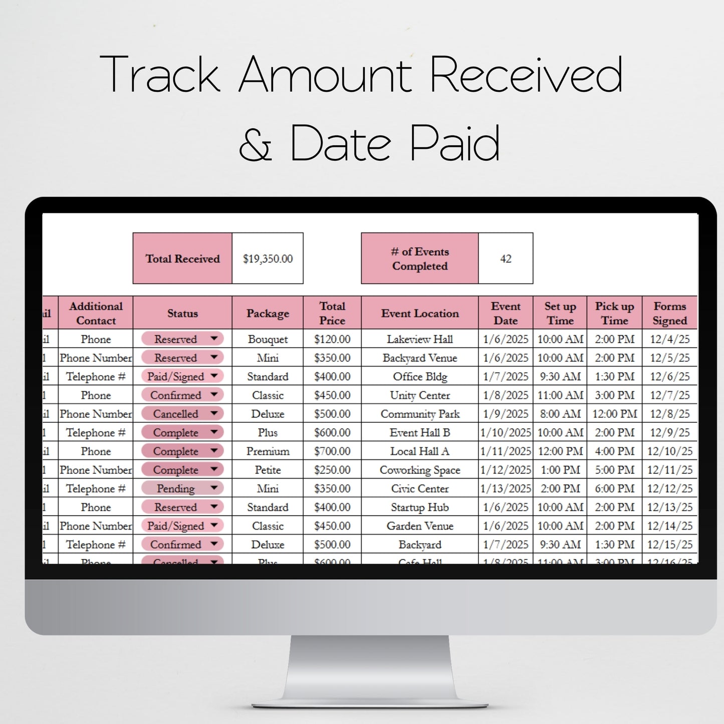 Balloon Party Planner Template - Business Event Tracker for Google Sheets and Excel Spreadsheet