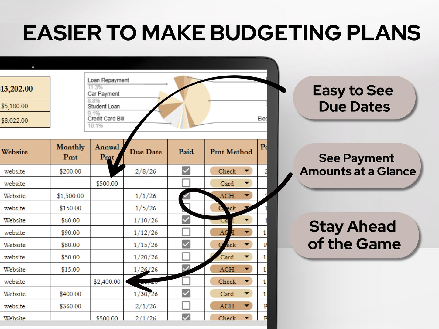 Bill Payment Tracker: Minimalist Monthly Expense Spreadsheet Template (Google Sheets & Excel)