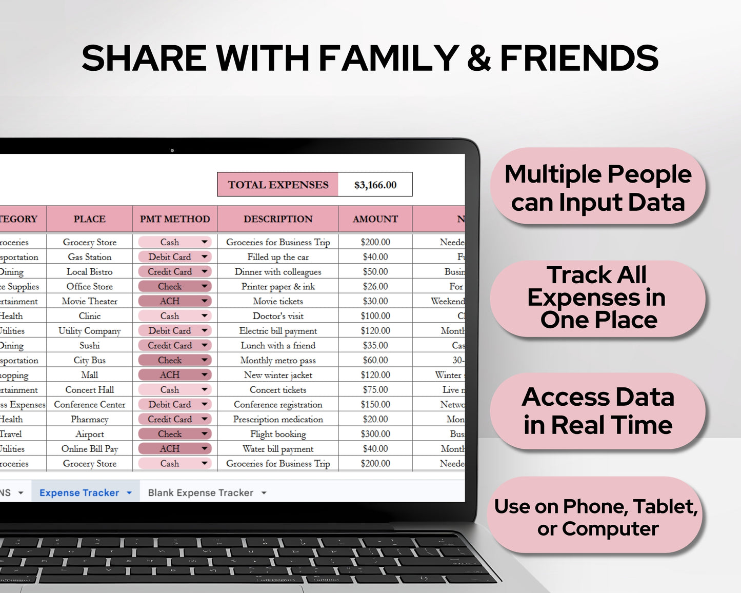 Expense Tracker Template Google Sheets and Excel Spreadsheet | Expenses Tracking for Small Business & Home Budget