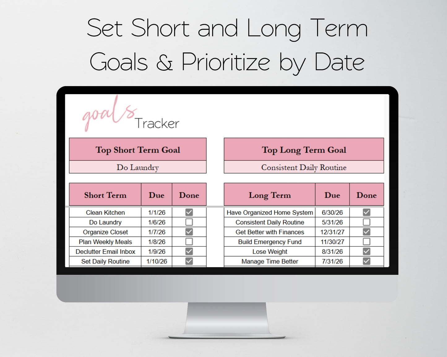 Productivity Planner for Google Sheets & Excel Spreadsheet Template | Digital Planner, Task Tracker, Goal Tracker & Time Blocking Templates
