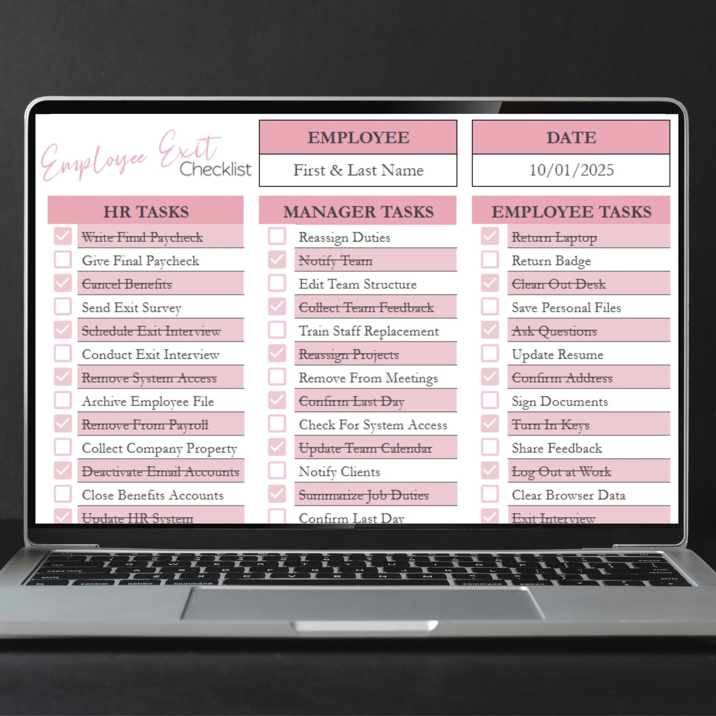 Employee Exit Checklist Template Google Sheets and Excel Spreadsheet