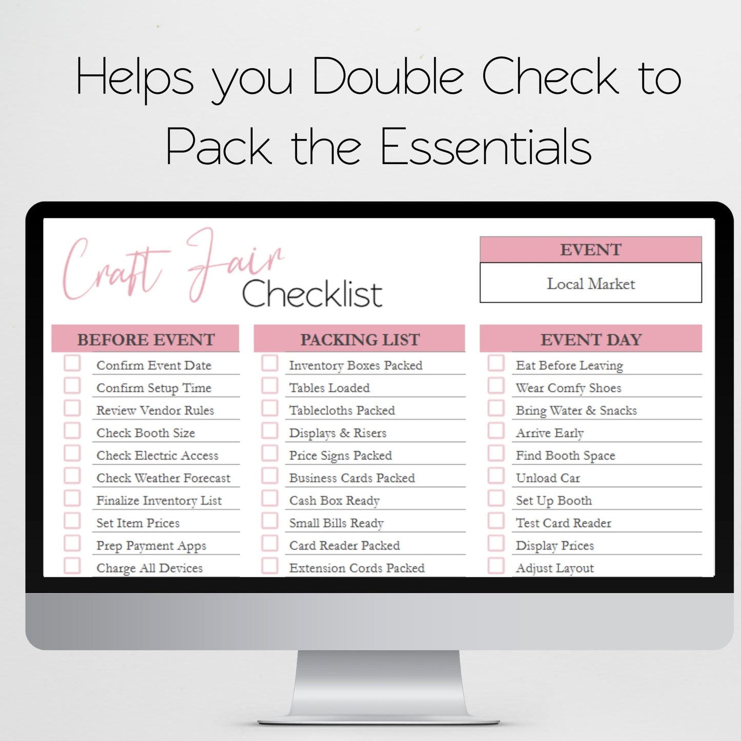 Craft Fair Checklist Template Google Sheets and Excel Spreadsheet