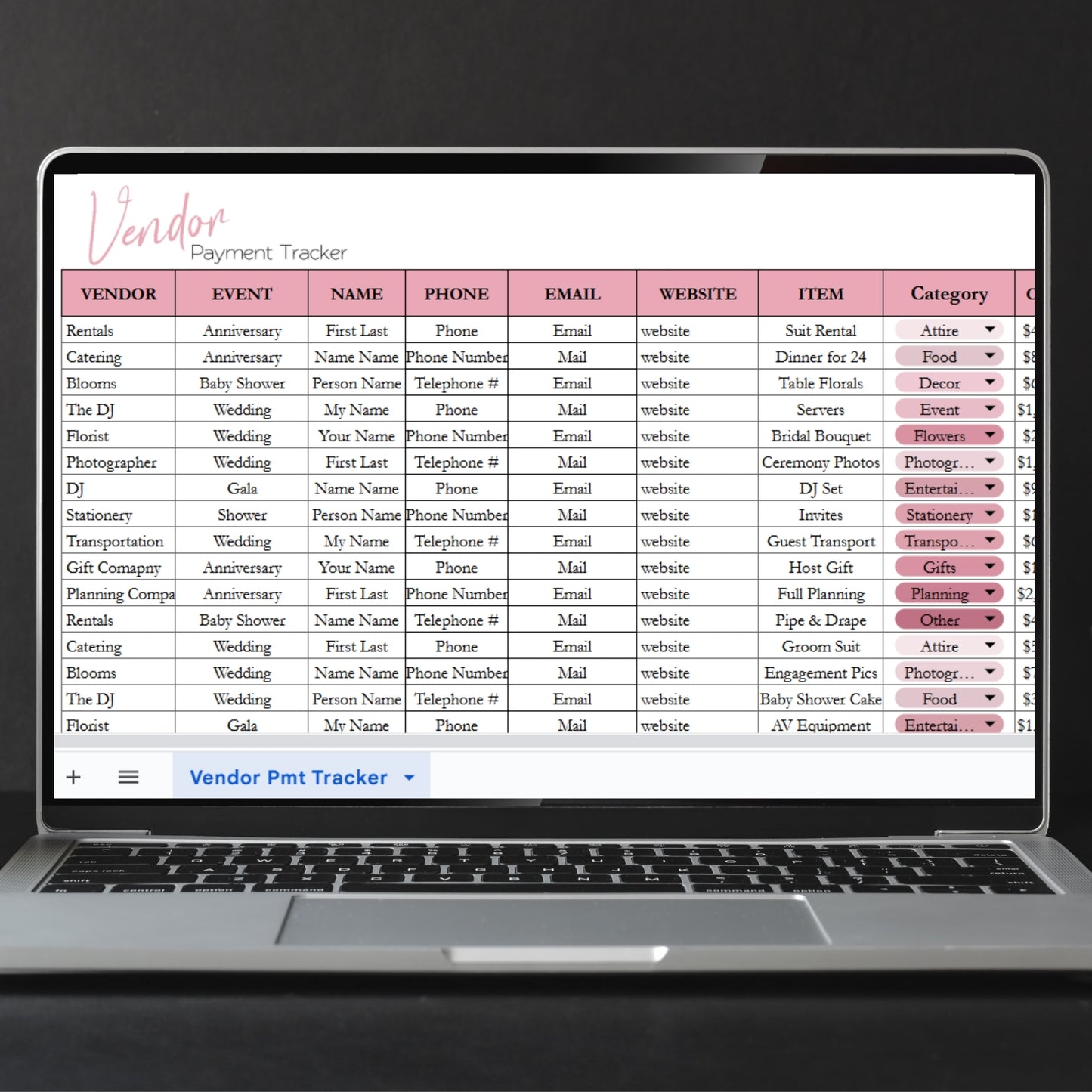 Vendor Payment Tracker Template for Google Sheets and Excel Spreadsheet