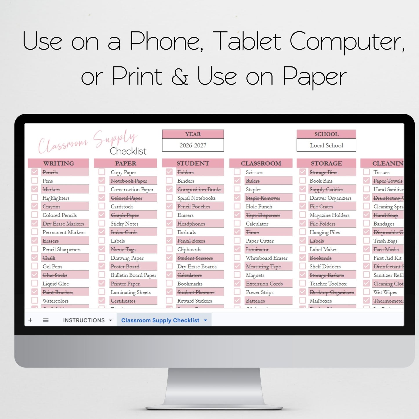 Classroom Supply Checklist Template & Teacher Organizer | Digital Inventory Tracker | Google Sheets & Excel Back to School Organization Template