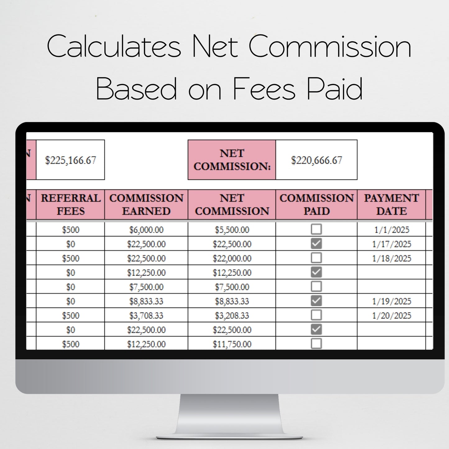 Commission Tracker Template Google Sheet and Excel Spreadsheet