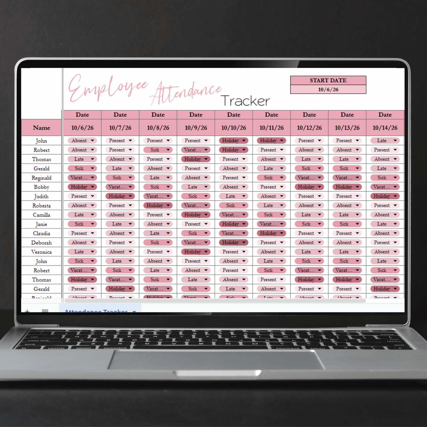 Employee Attendance Tracker Template Google Sheets and Excel Spreadsheet
