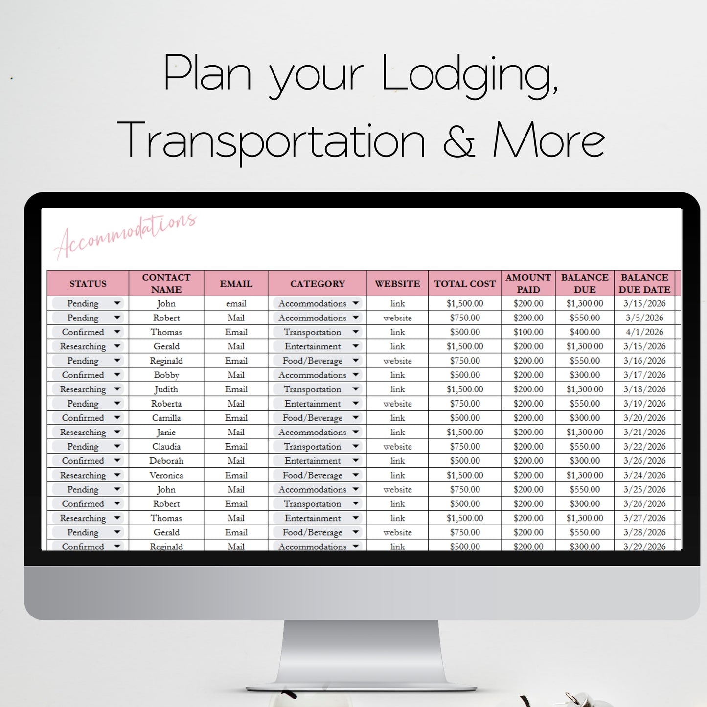 Travel Planner Template Google Sheets and Excel Spreadsheet