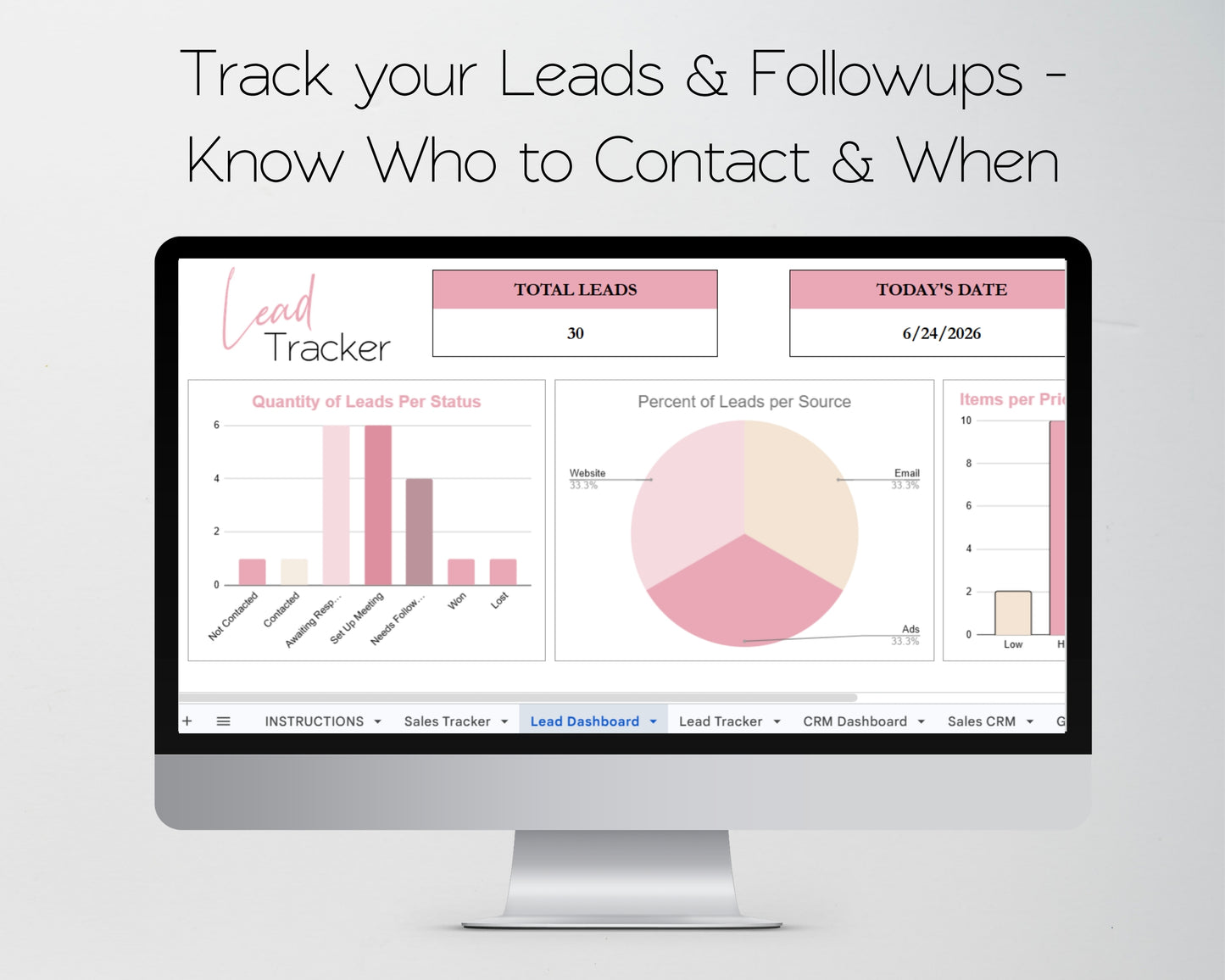 Sales Management Template Bundle -  Google Sheets and Excel Spreadsheet