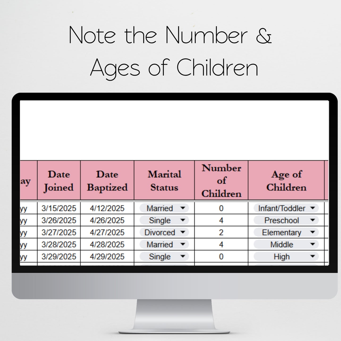 Church Membership Record Google Sheet and Excel Spreadsheet