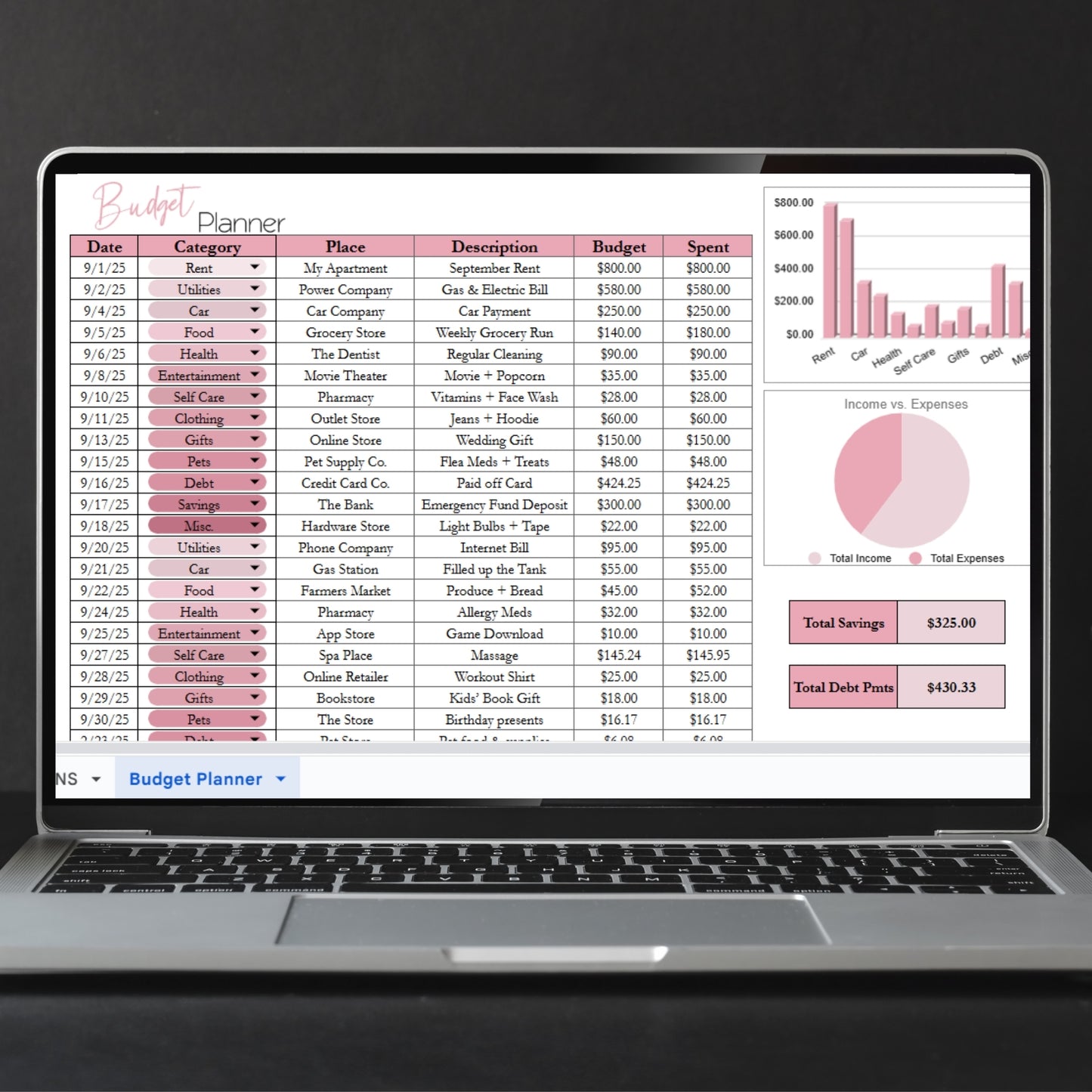 Budget Planner Template Google Sheets and Excel Spreadsheet