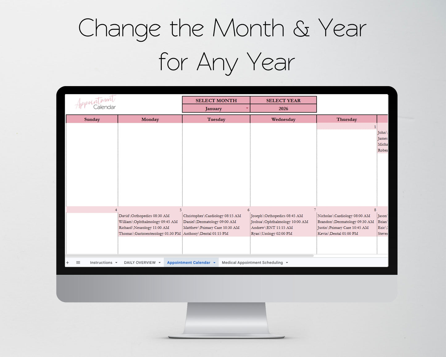 Medical Appointment Scheduler Google Sheets Template | Patient Appointment Tracker & Healthcare Scheduling Spreadsheet