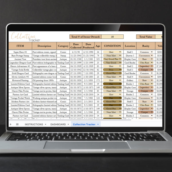 Collection Tracker Excel Spreadsheet and Google Sheets Template – Savvy ...