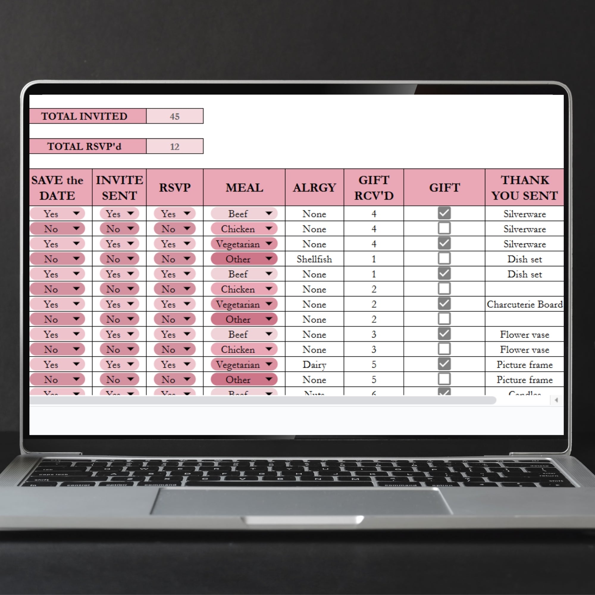 Guest List Template Google Sheets and Excel Spreadsheet – Savvy and ...