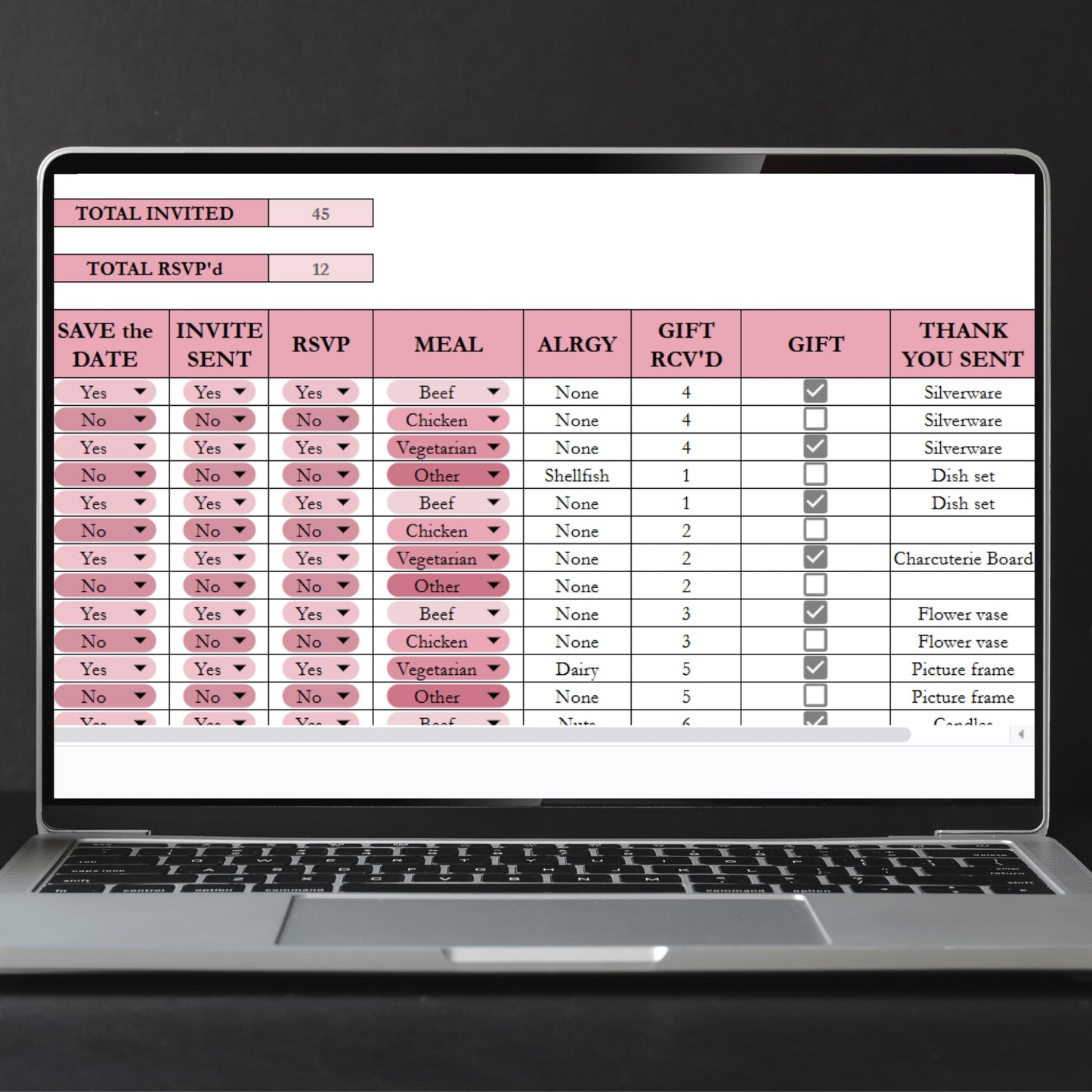 Guest List Template Google Sheets and Excel Spreadsheet