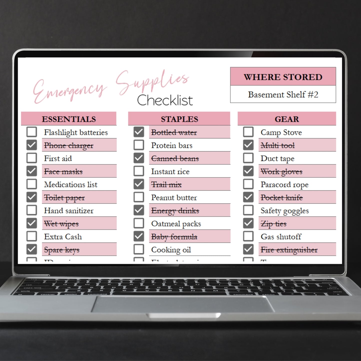 Emergency Supplies Kit Checklist Spreadsheet Template Google Sheets and Excel Spreadsheet