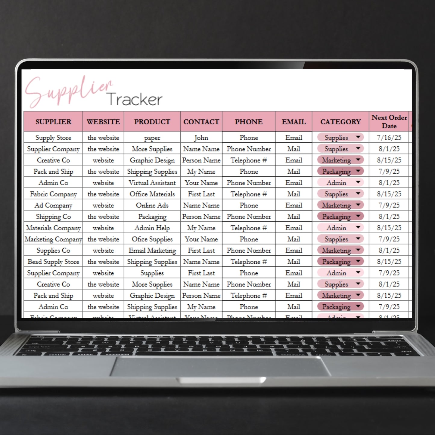 Supplier Tracker Template Google Sheet and Excel Spreadsheet