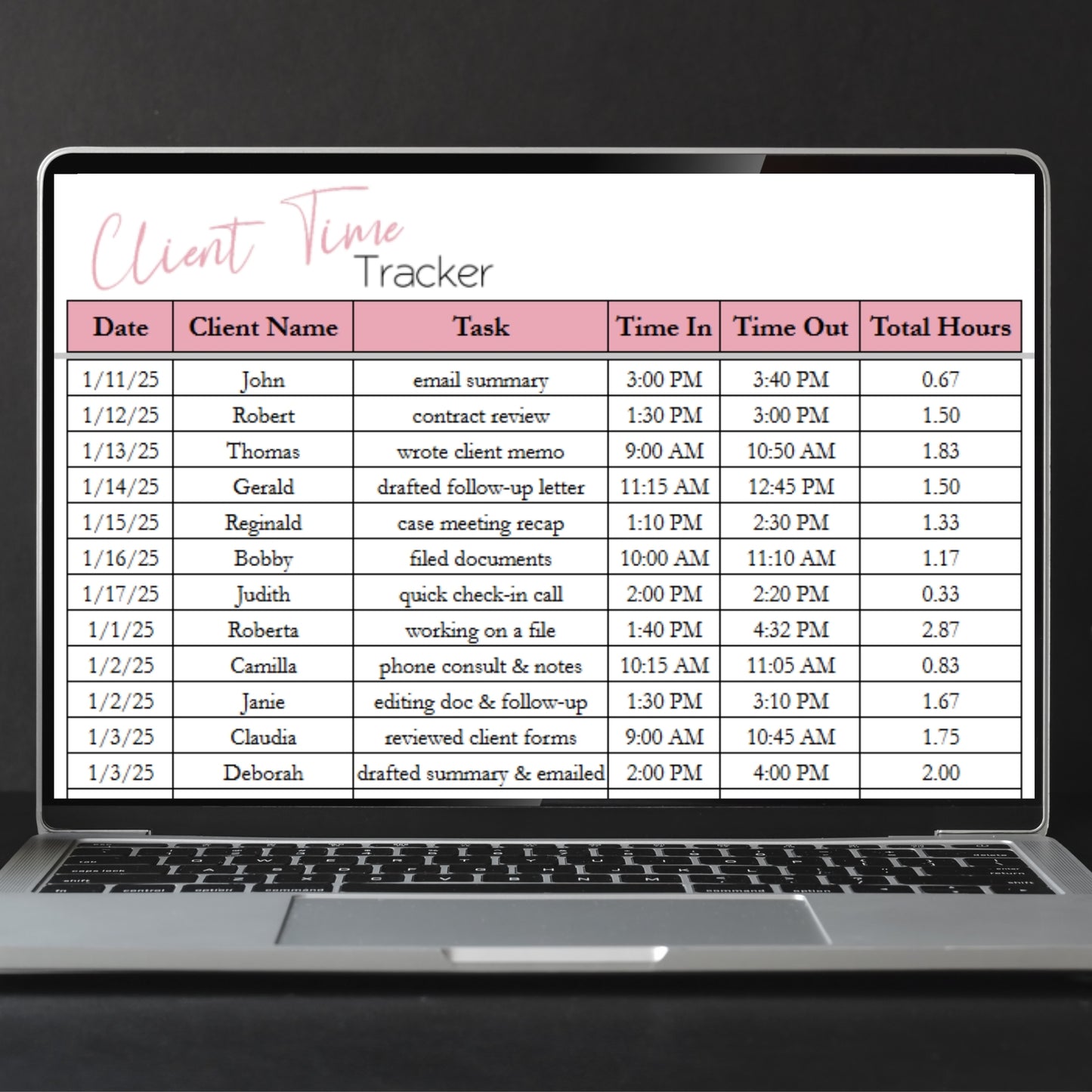 Client Time Tracking Spreadsheet Template Google Sheets and Excel Spreadsheet