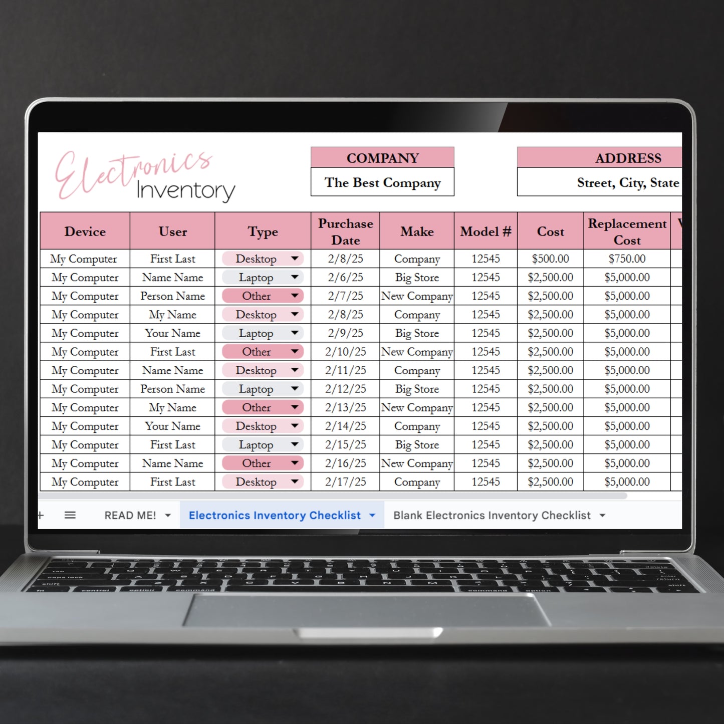 Electronics Inventory Tracker Template Google Sheets Excel Spreadsheet