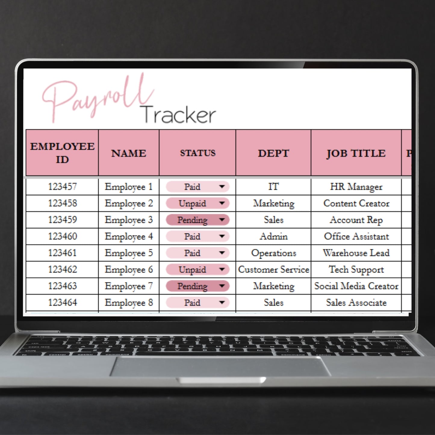 Payroll Tracker Template Google Sheets and Excel Spreadsheet