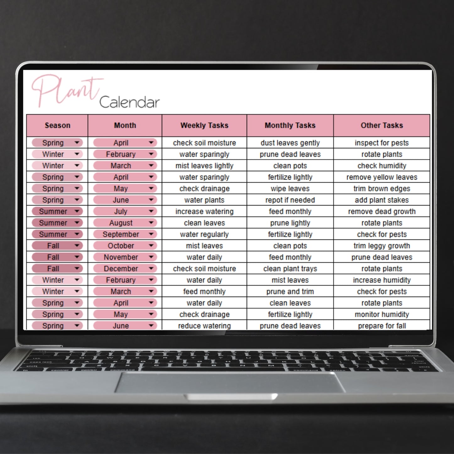 Indoor Plant Planner Template Excel Spreadsheet and Google Sheets