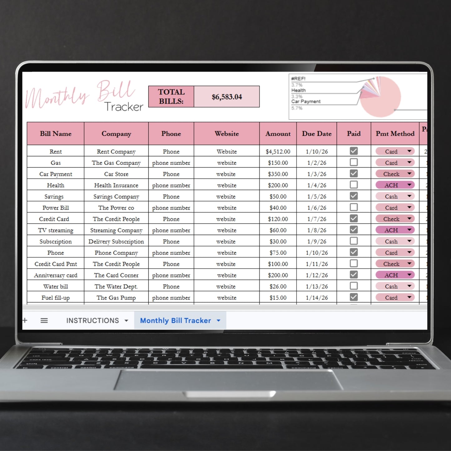 Monthly Bill Tracker Template Google Sheets and Excel Spreadsheet