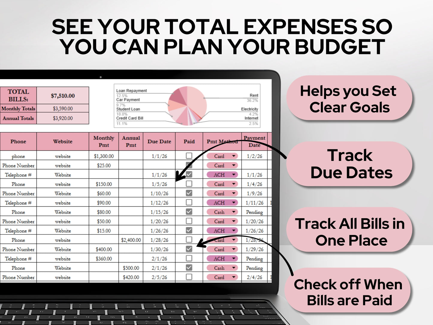 Budget Template Google Sheets & Excel – Spreadsheet Bundle for Weekly & Monthly Budgeting, Track Bills, Expenses, Savings & Debt in One Simple Sheet
