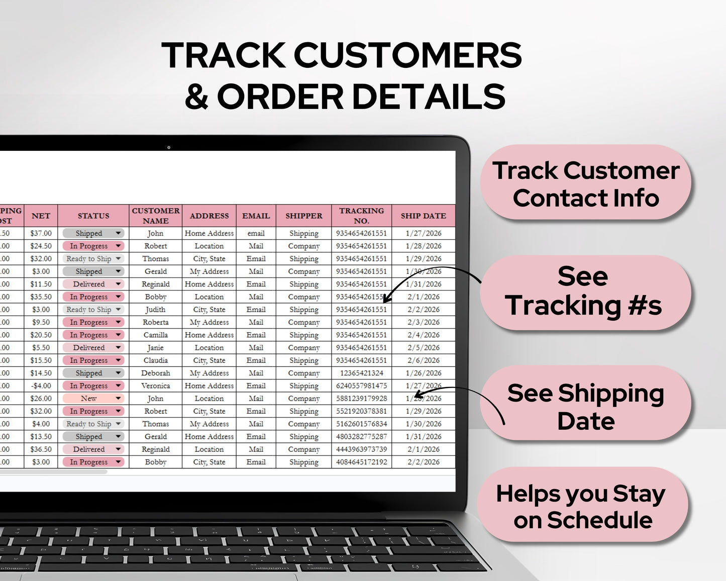 Order Tracker Spreadsheet Template | Track Sales, Customers, Shipping & Profit |  Google Sheets & Excel