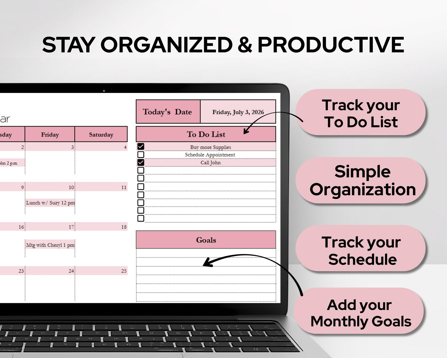 Google Sheets Monthly Calendar | Digital Planner Template with Recurring Weekly Schedule - Google Sheet and Excel Spreadsheet Template