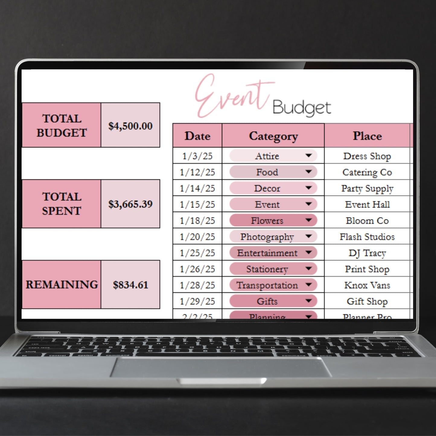 Event Budget Template Google Sheets and Excel Spreadsheet