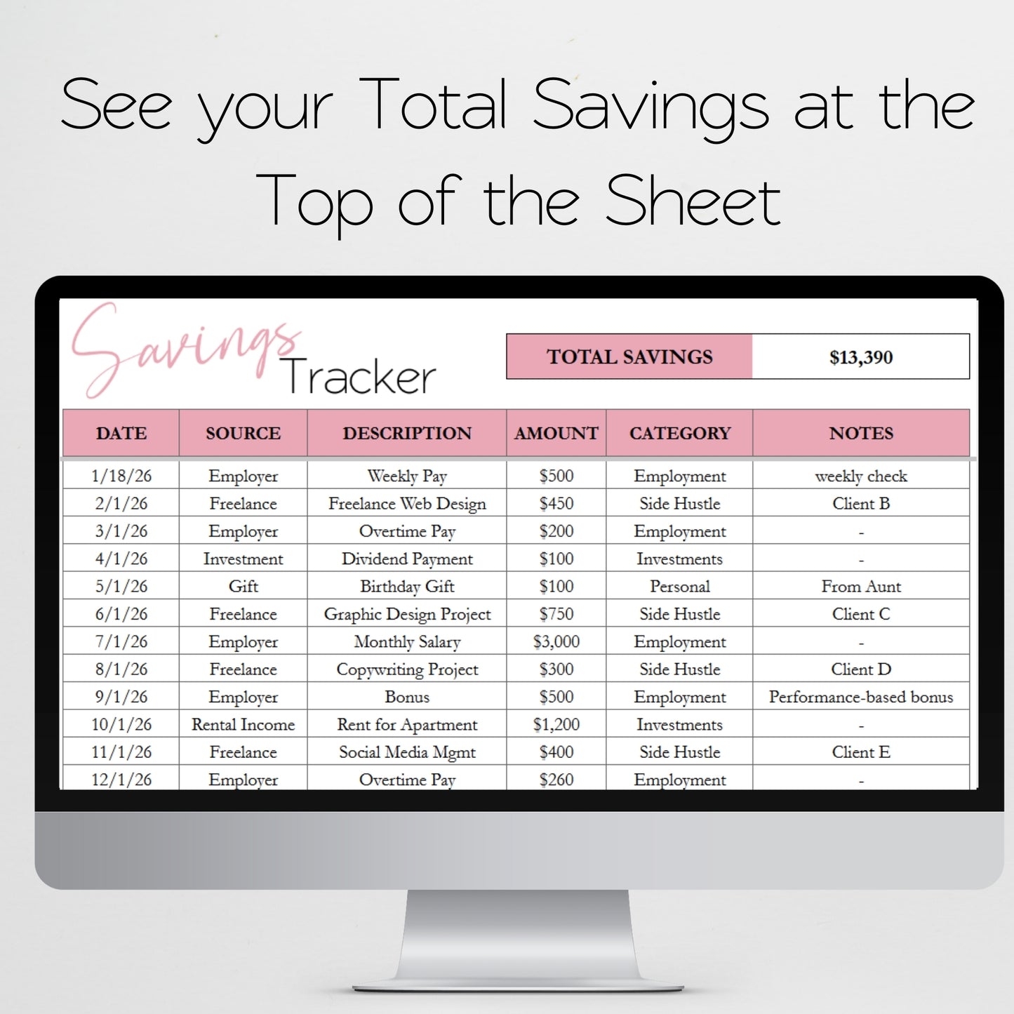 Savings Tracker Google Sheets Template & Excel Spreadsheet