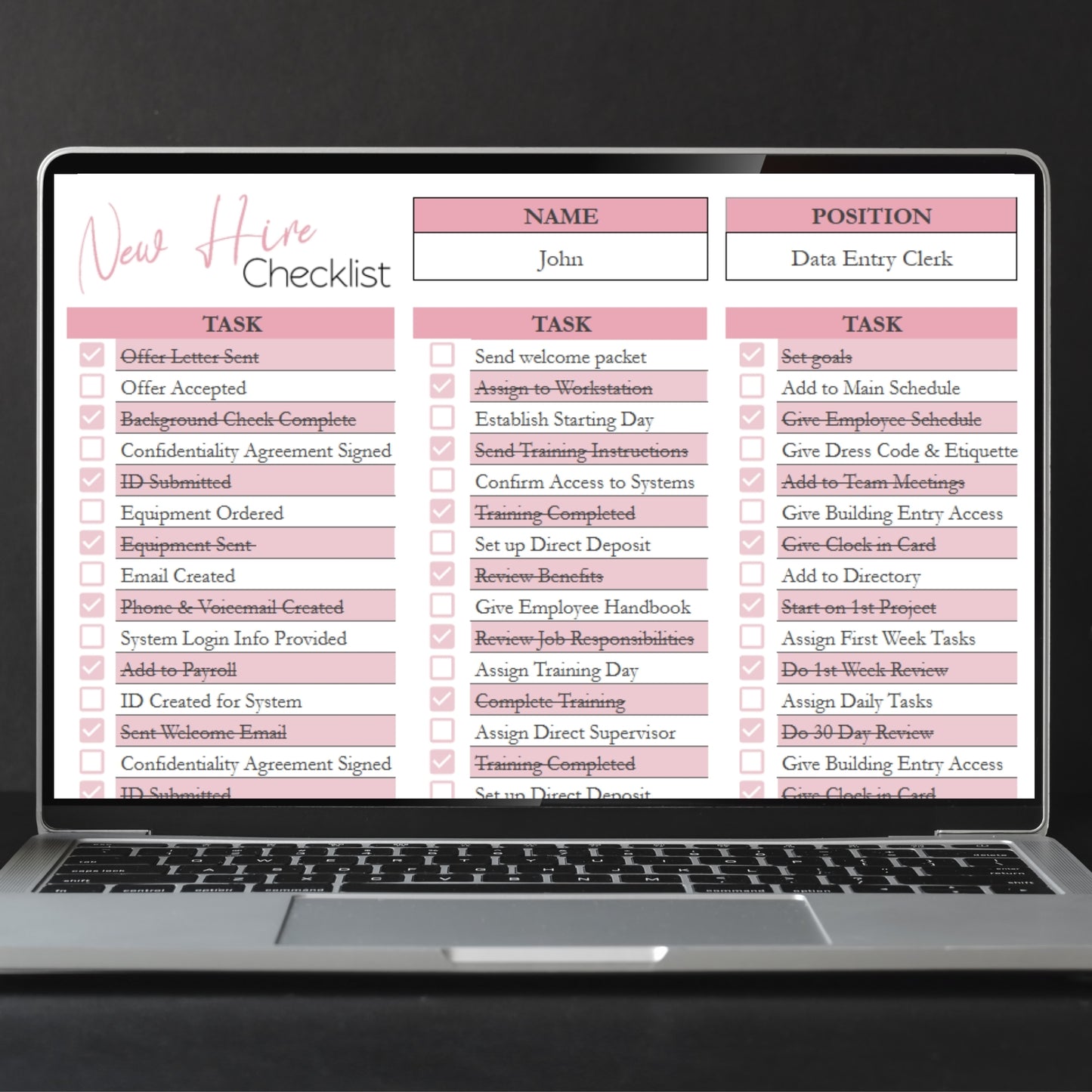 New Hire Checklist Template for Google Sheets and Excel Spreadsheet