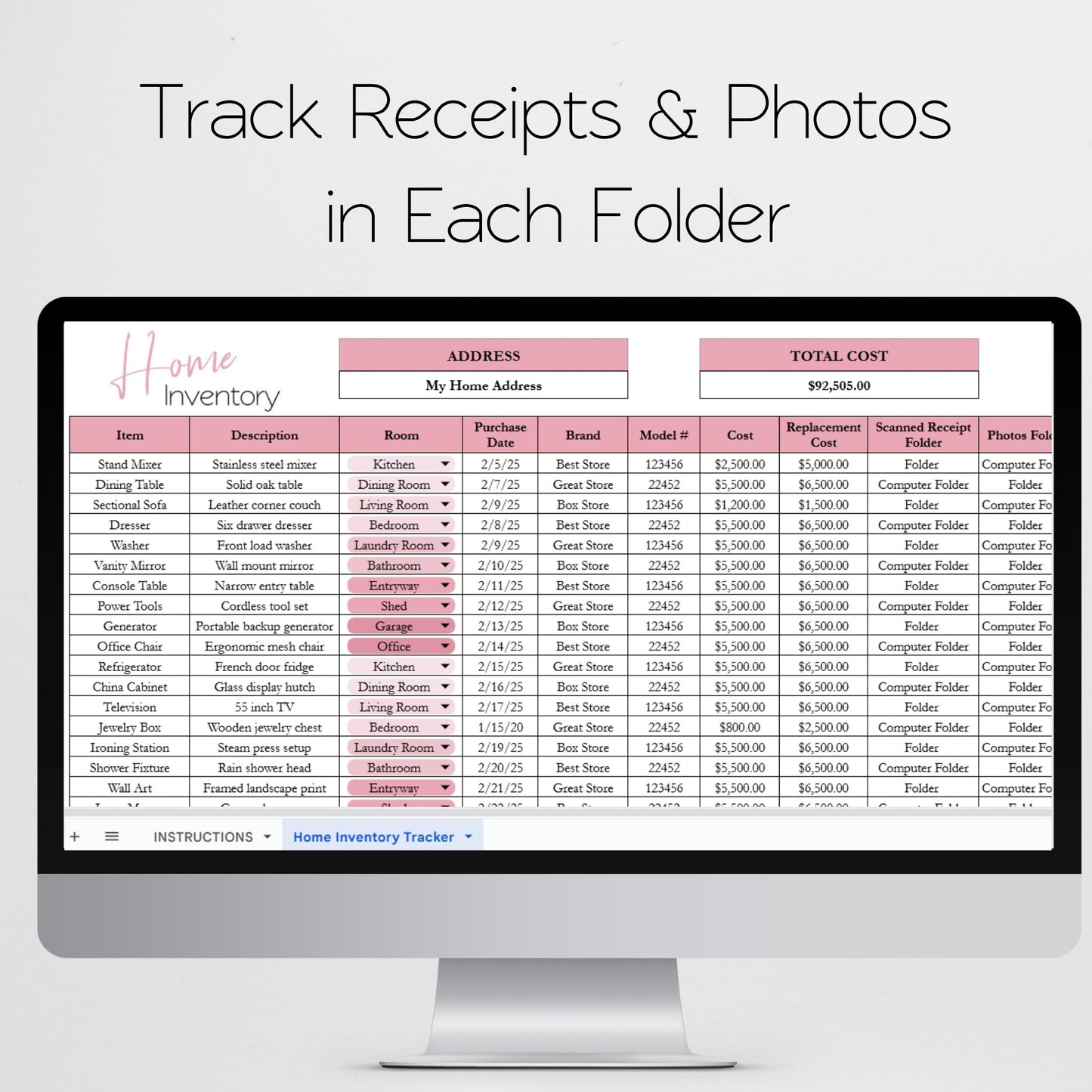 Home Inventory Checklist Template Google Sheets Excel Spreadsheet