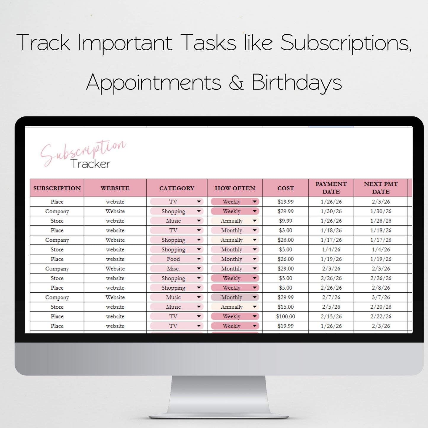 Home Management Bundle Template Google Sheets and Excel Spreadsheet