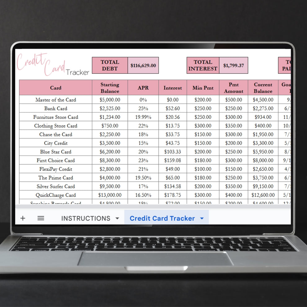 Credit Card Tracker Template Google Sheets and Excel Spreadsheet ...
