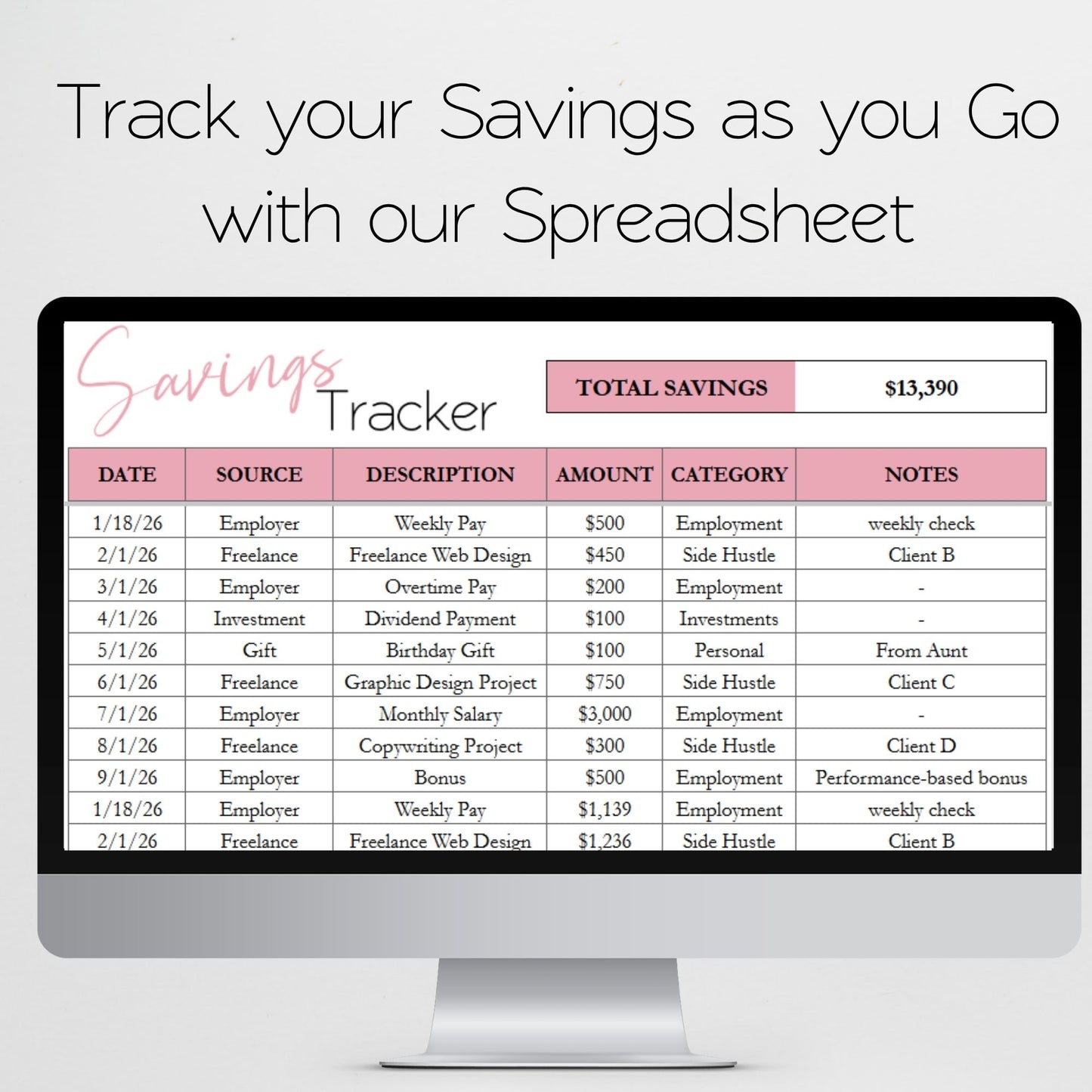 Simple Budget Template Google Sheets and Excel Spreadsheet Bundle with Budgeting Planner, Expense Tracker, Debt Tracker, Savings Tracker