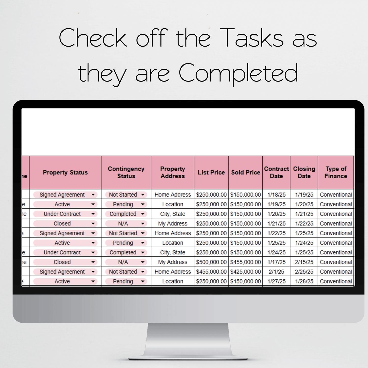 Real Estate Transaction Coordination Checklist Template Google Sheets Excel Spreadsheet