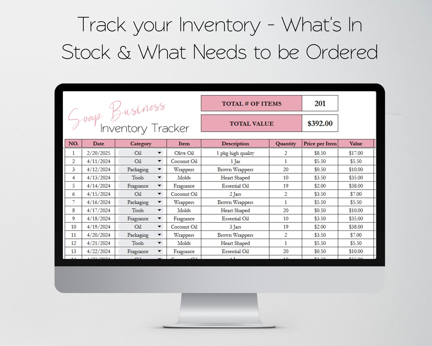 Soap Making Business Template Bundle Google Sheet and Excel Spreadsheet