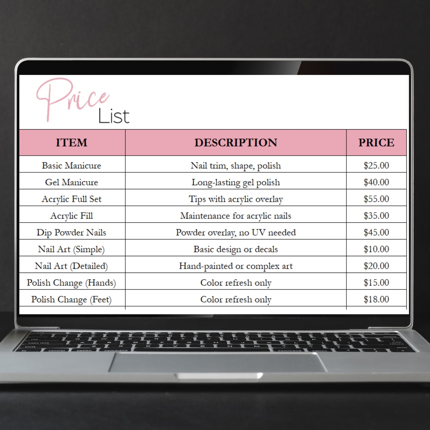 Nail Salon Business Template Bundle Google Sheet and Excel Spreadsheet