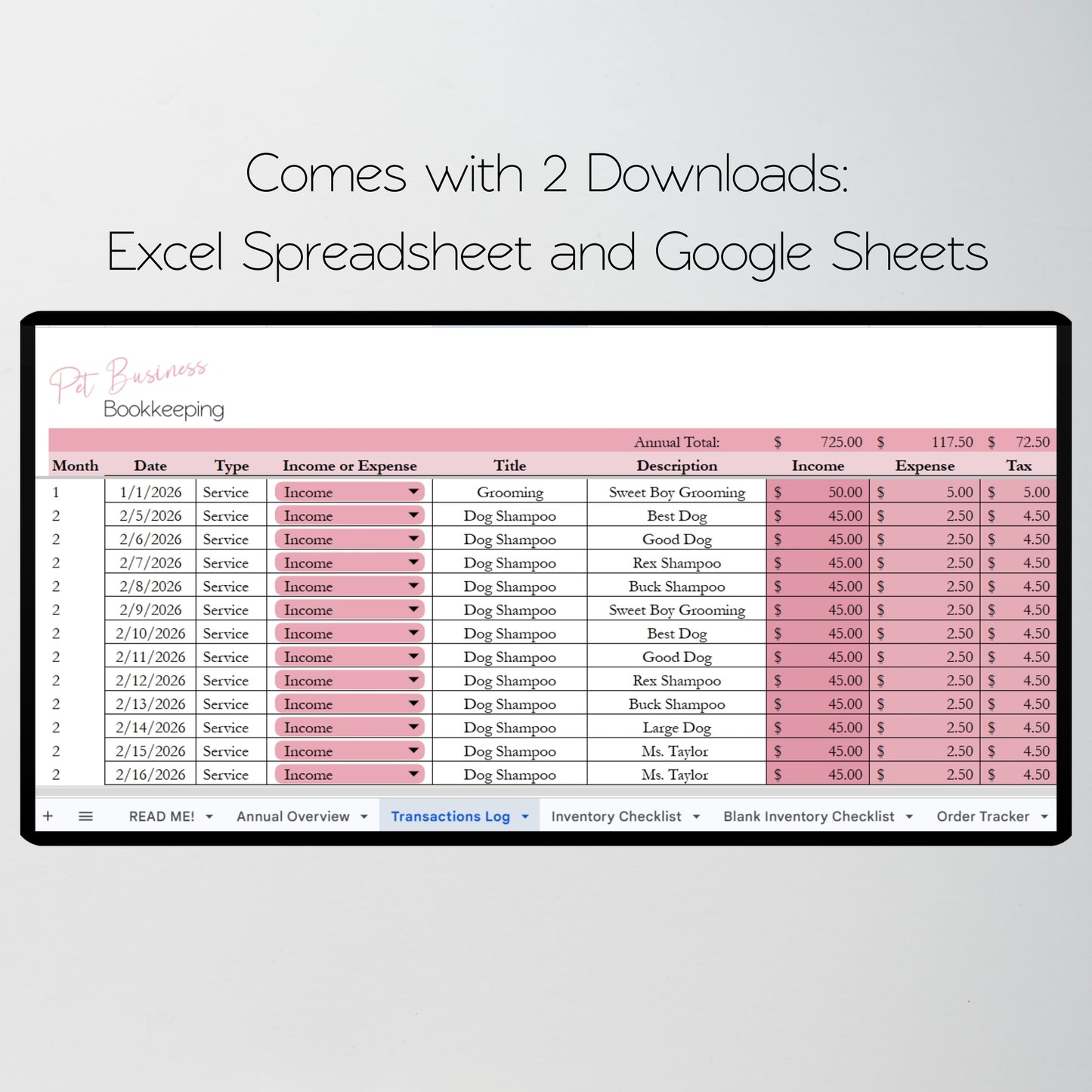 Pet Business Planner Bundle Google Sheet and Excel Spreadsheet