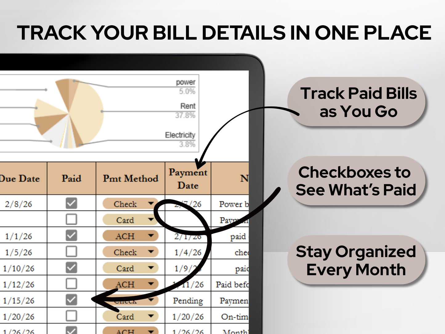 Bill Payment Tracker: Minimalist Monthly Expense Spreadsheet Template (Google Sheets & Excel)