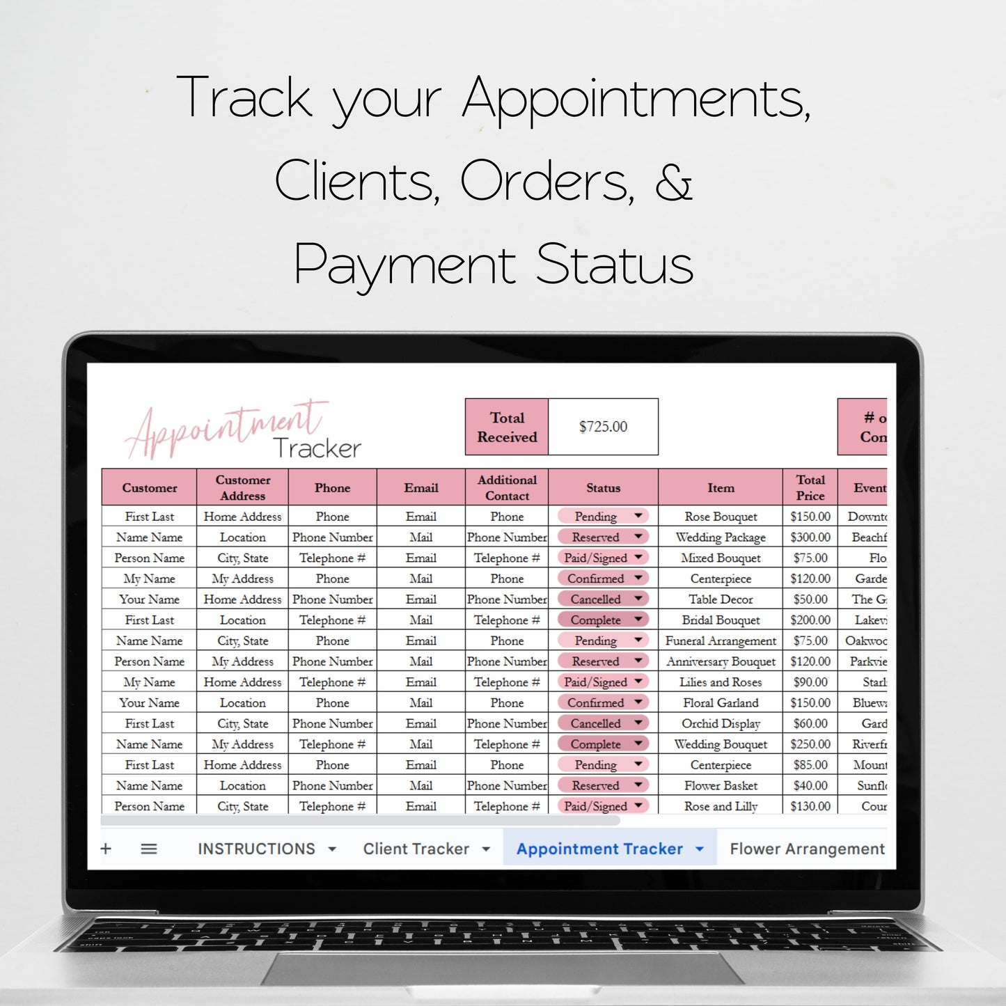 Florist Business Planner Template Bundle Google Sheet and Excel Spreadsheet