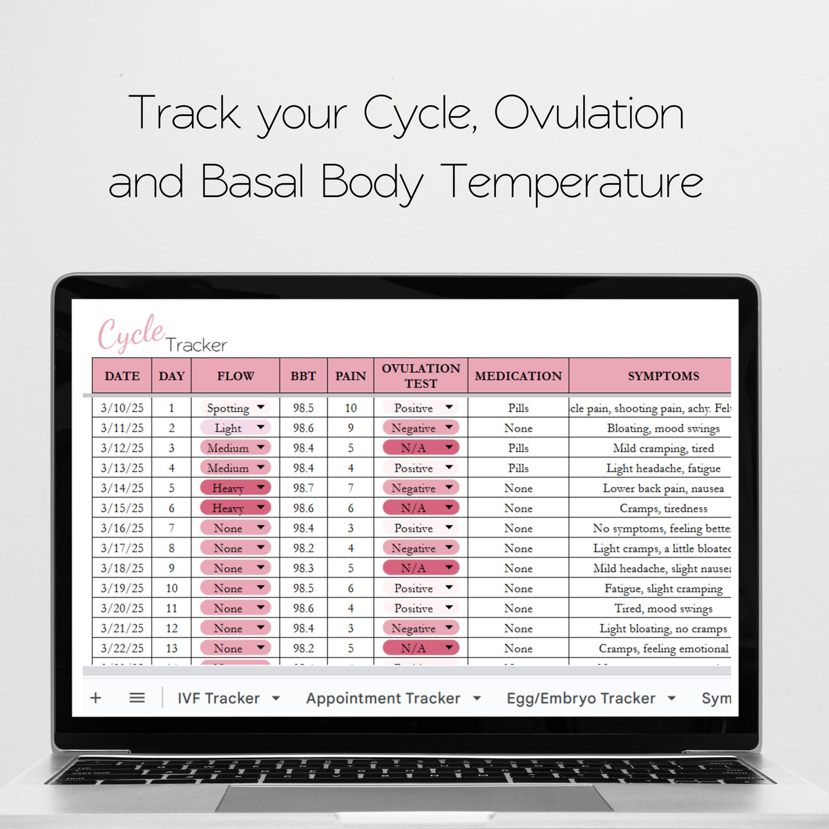 IVF Planner Template Bundle Google Sheet and Excel Spreadsheet – Savvy ...
