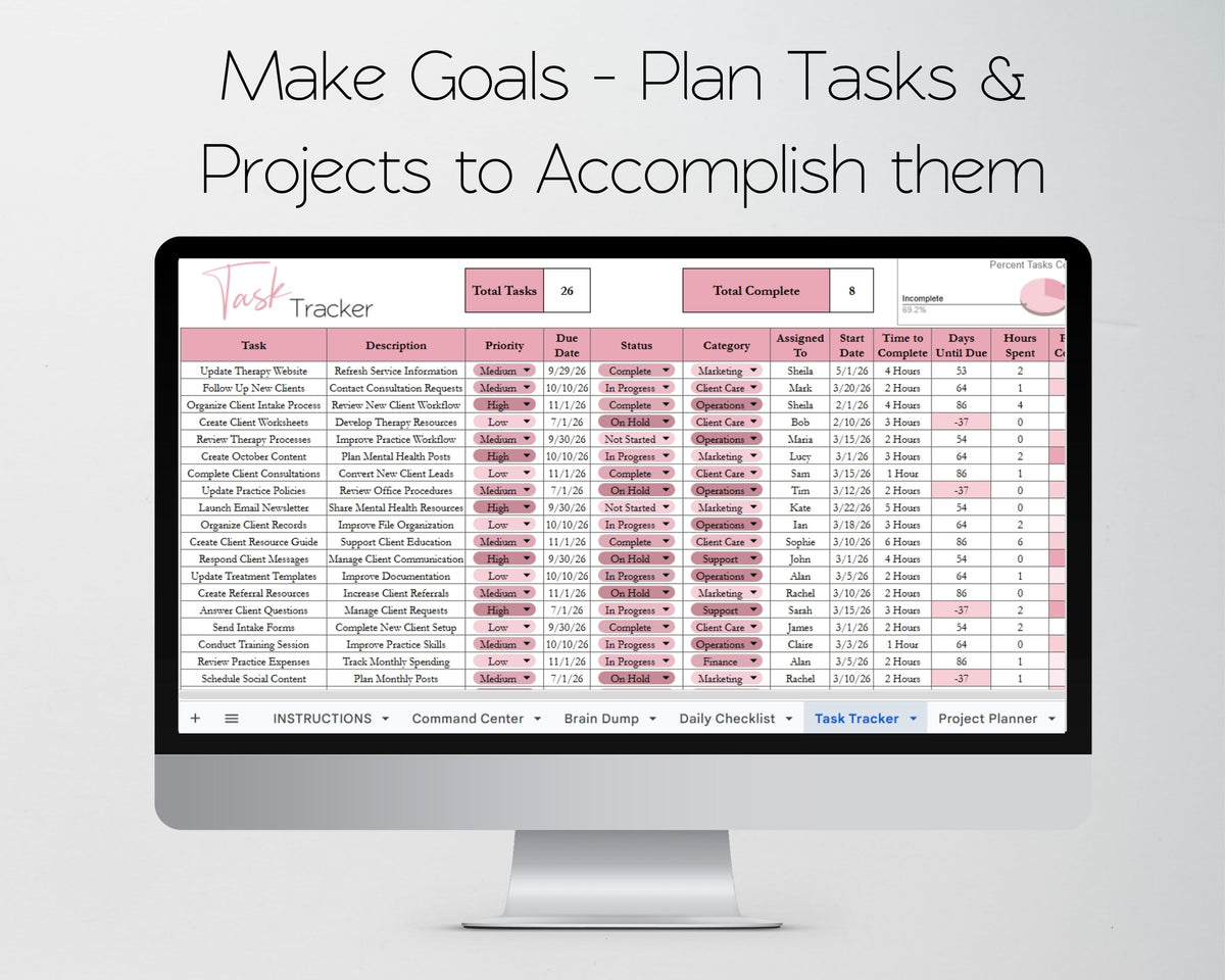 Therapist Business Planner Spreadsheet Bundle | Client Tracker, Bookkeeping & Practice Management Templates | Google Sheets & Excel