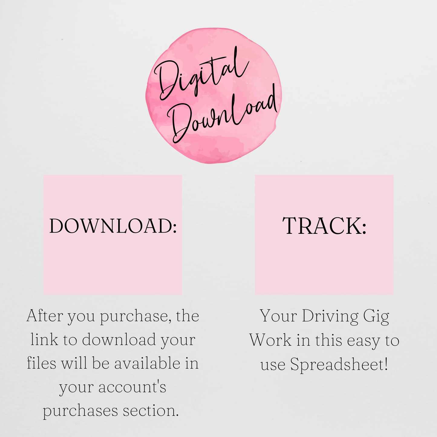 Gig Driver Log Template for Google Sheets and Excel Spreadsheet - Side Hustle Mileage Tracker, Income and Expense Tracker