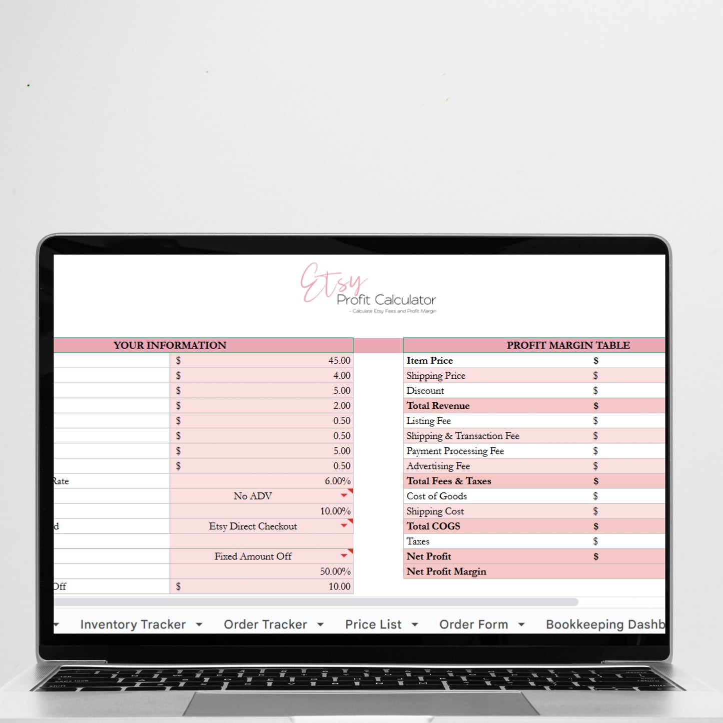 Clothing Business Excel Template, Clothing Business Bundle Google Sheets