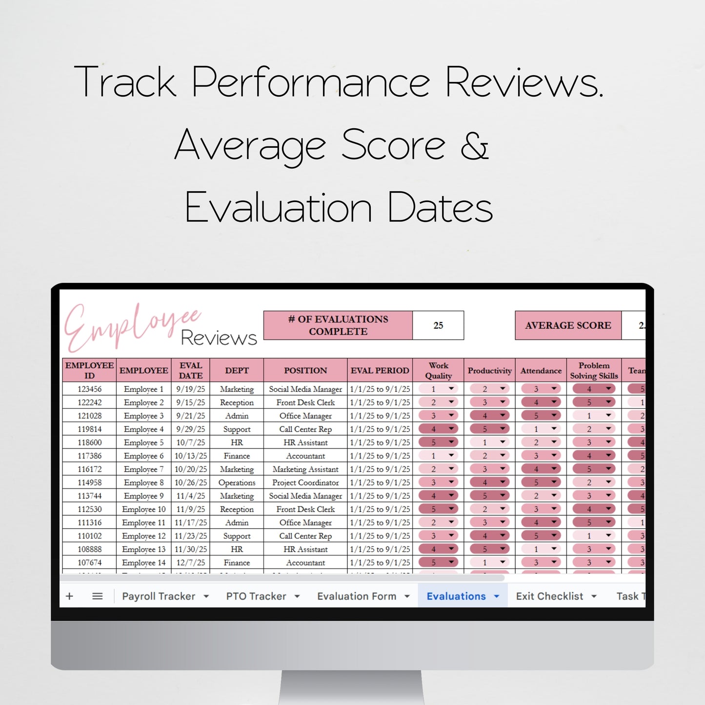HR Templates for Small Business Google Sheet and Excel Spreadsheet Bundle