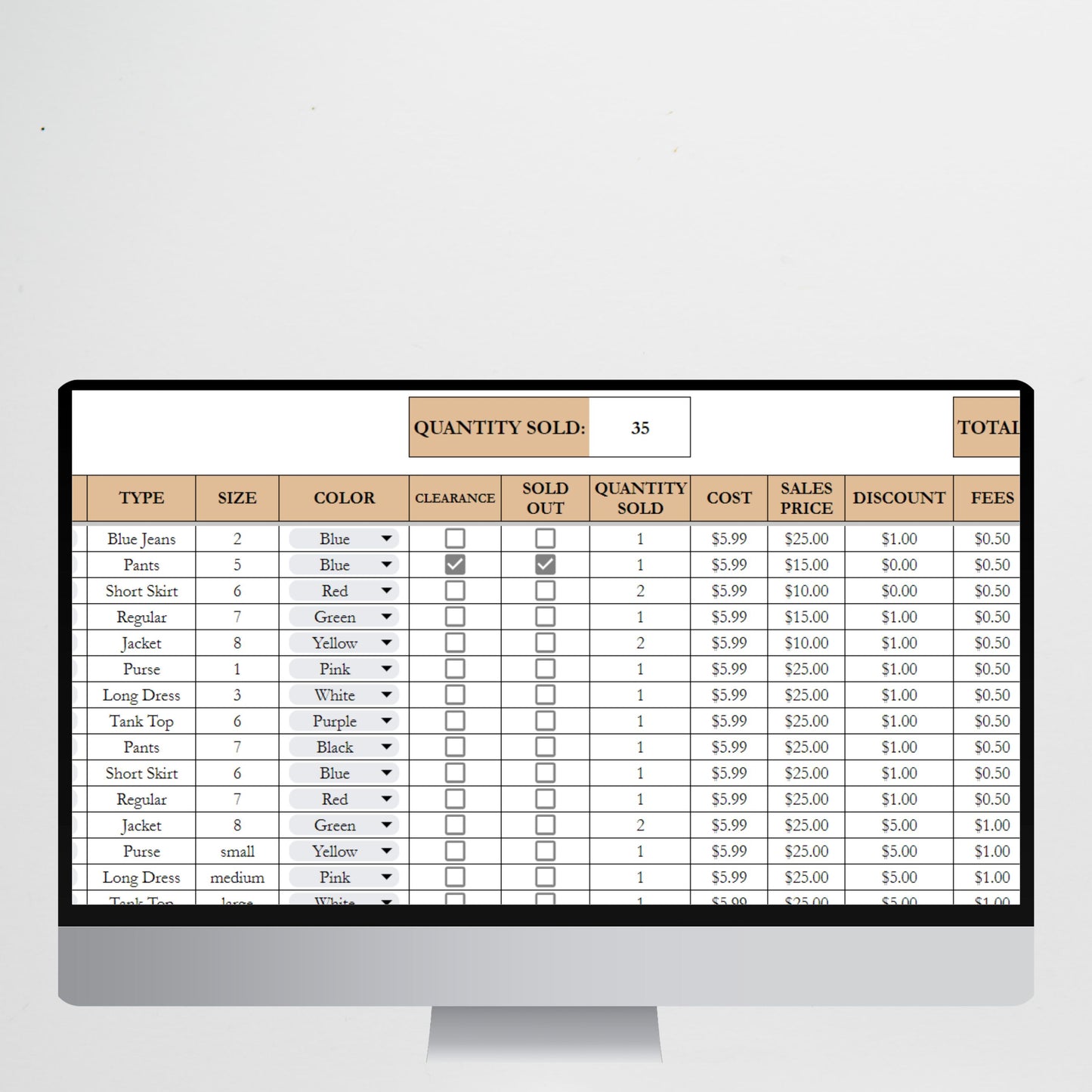 Clothes Inventory Tracker Google Sheets