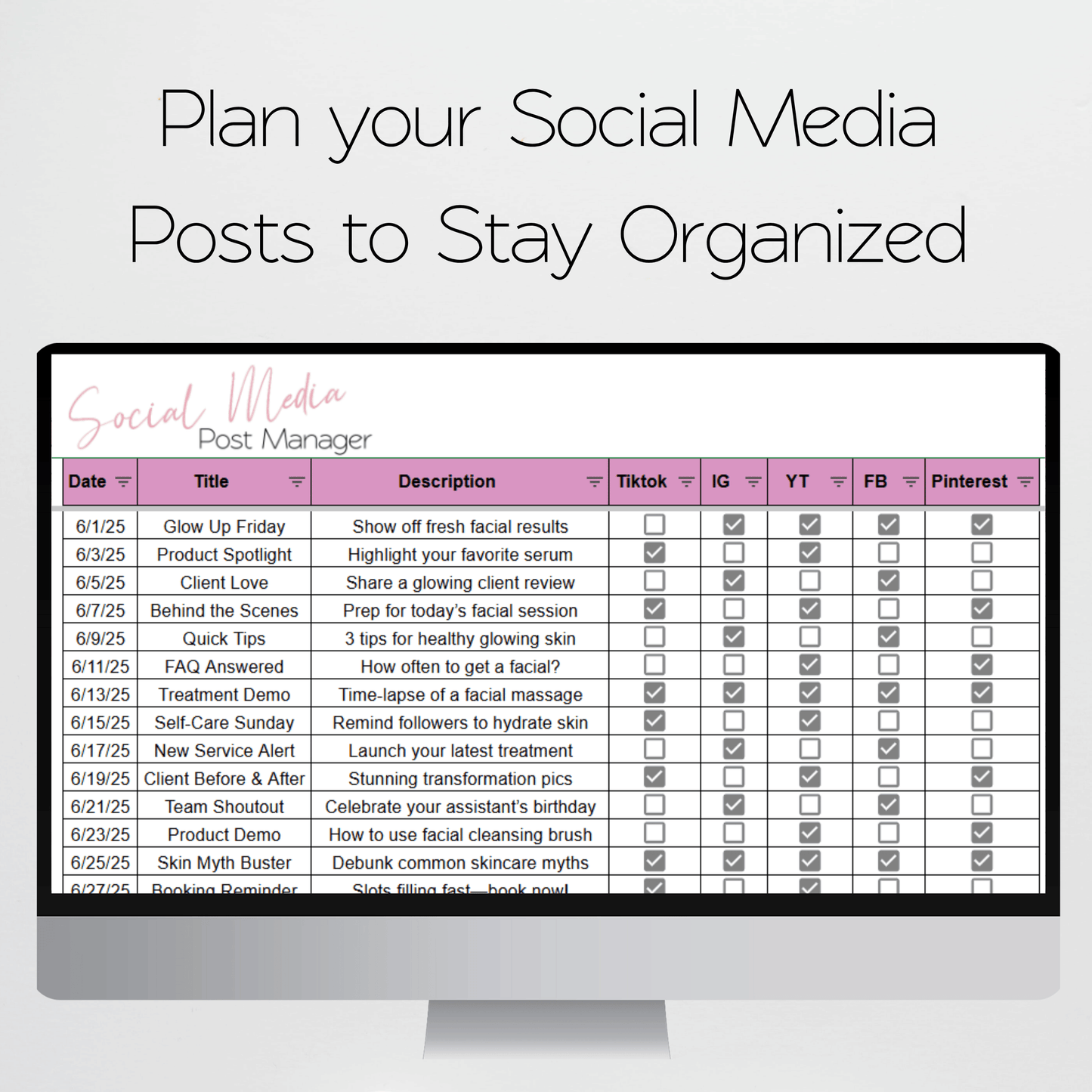 Esthetician Business Template Bundle Google Sheet and Excel Spreadsheet